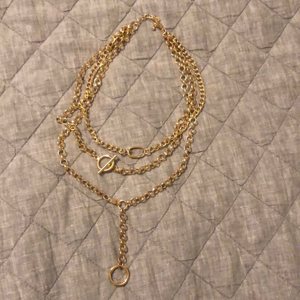 Multi layer gold chain necklace